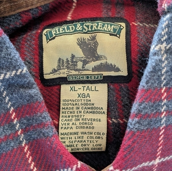 NWT Field & Stream Flannel Plaid Button Down Polo Shirt XL Tall - Picture 4 of 6